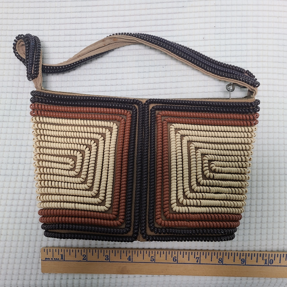 Vintage Telephone Cord Purse Brown Tan Rare 1940s